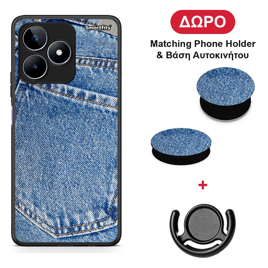 Jeans Pocket - Realme C53 θήκη + Δώρο Phone Holder & Βάση Αυτοκινήτου