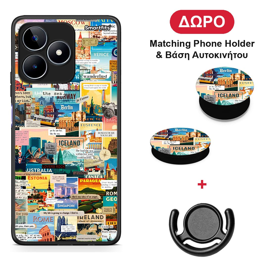 Live To Travel - Realme C53 θήκη + Δώρο Phone Holder & Βάση Αυτοκινήτου