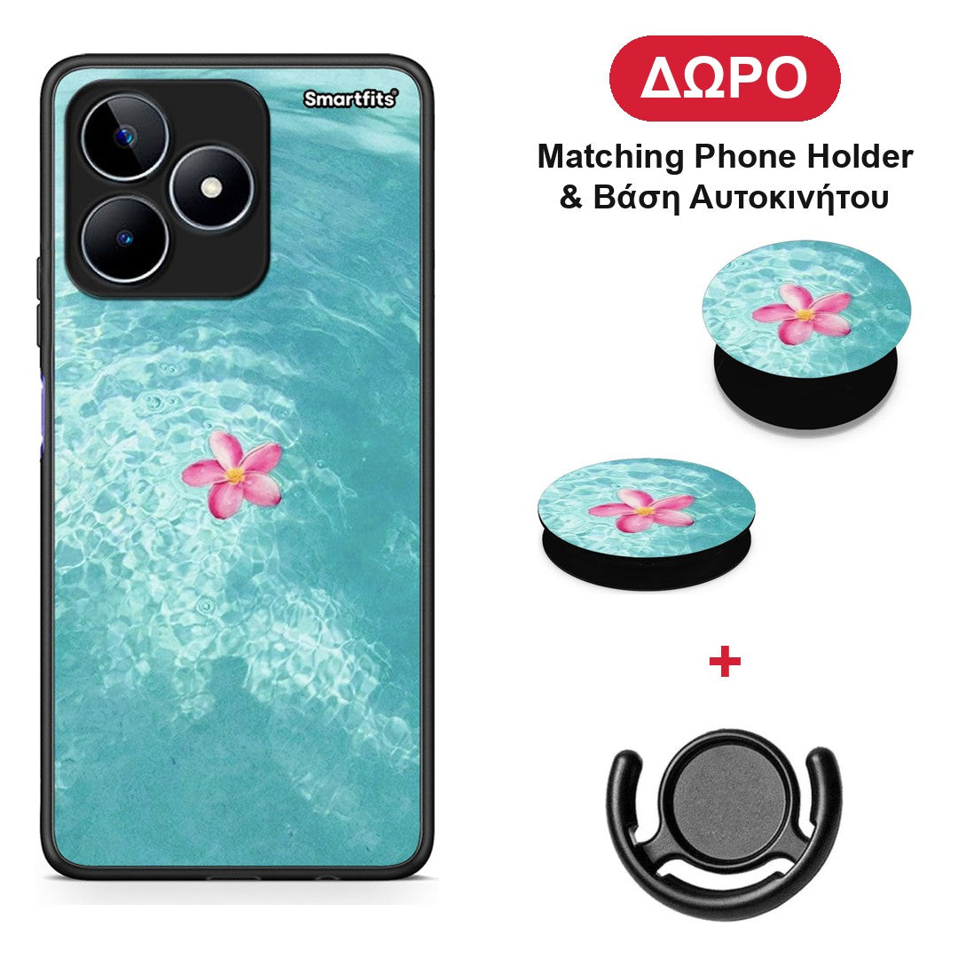 Water Flower - Realme C53 θήκη + Δώρο Phone Holder & Βάση Αυτοκινήτου