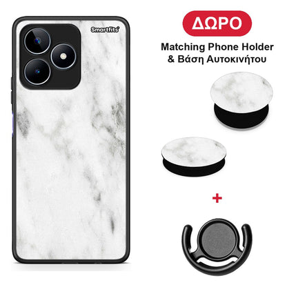 Marble White - Realme C53 θήκη + Δώρο Phone Holder & Βάση Αυτοκινήτου