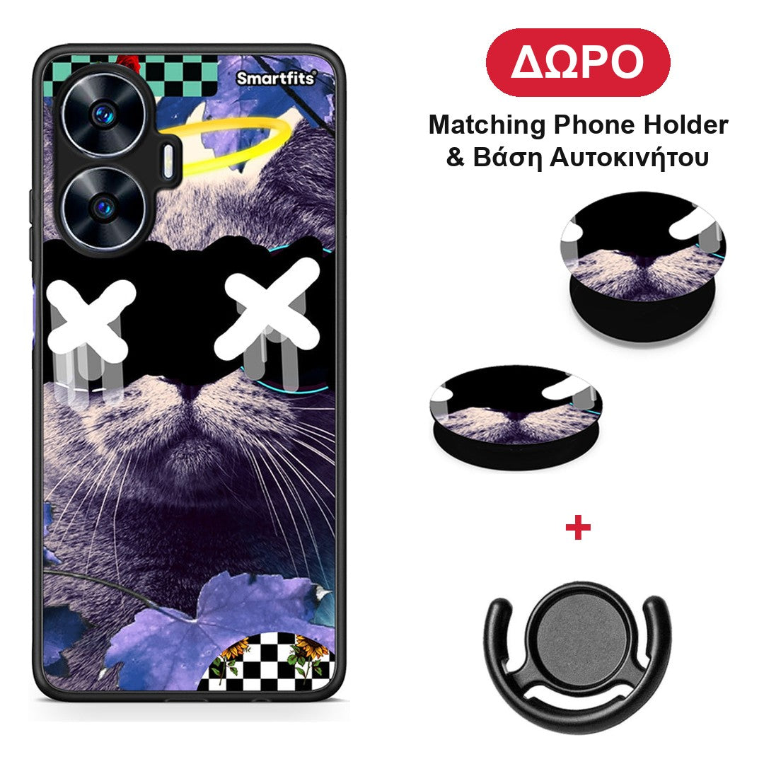 Cat Collage - Realme C55 Dual θήκη + Δώρο Phone Holder & Βάση Αυτοκινήτου