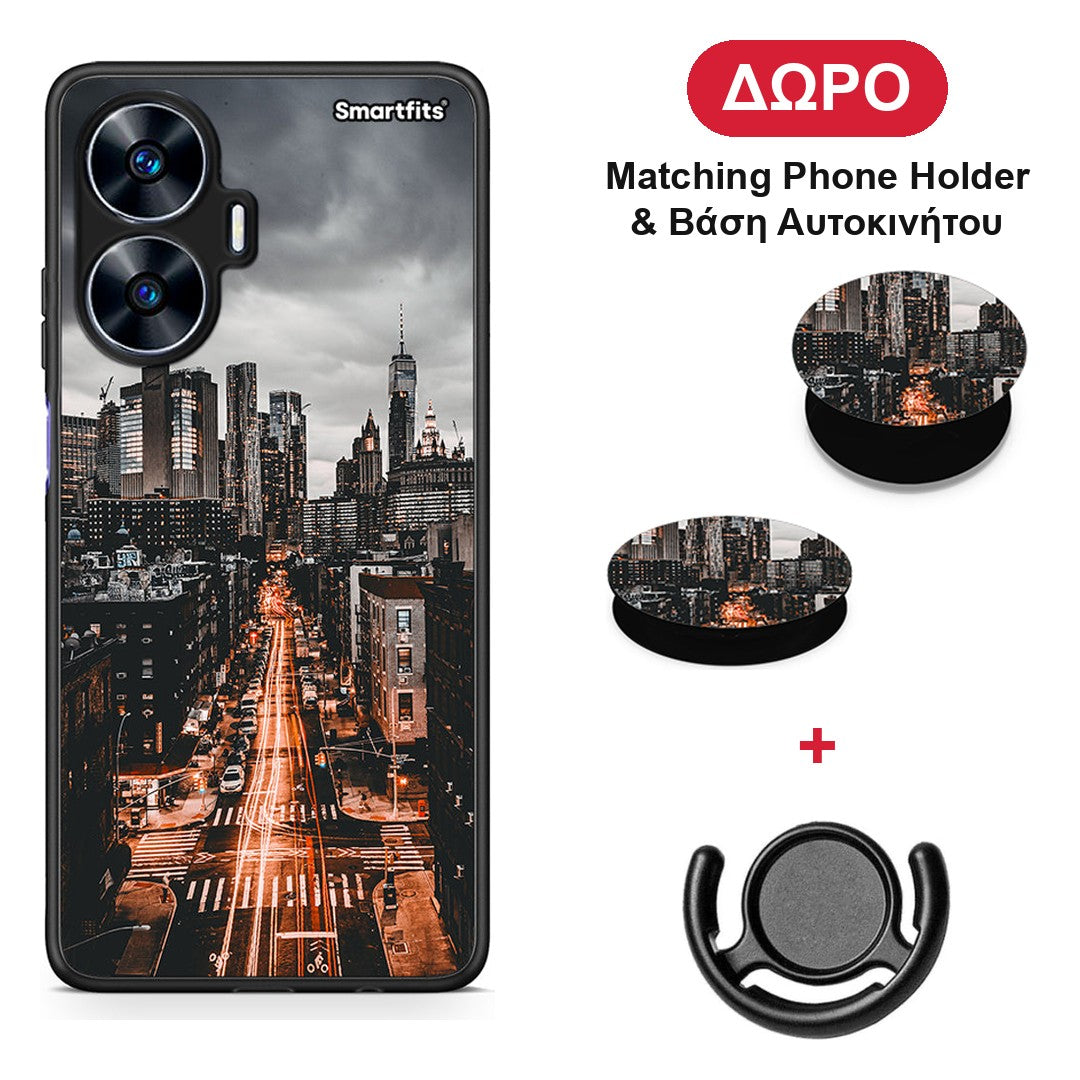 City Lights - Realme C55 Dual θήκη + Δώρο Phone Holder & Βάση Αυτοκινήτου