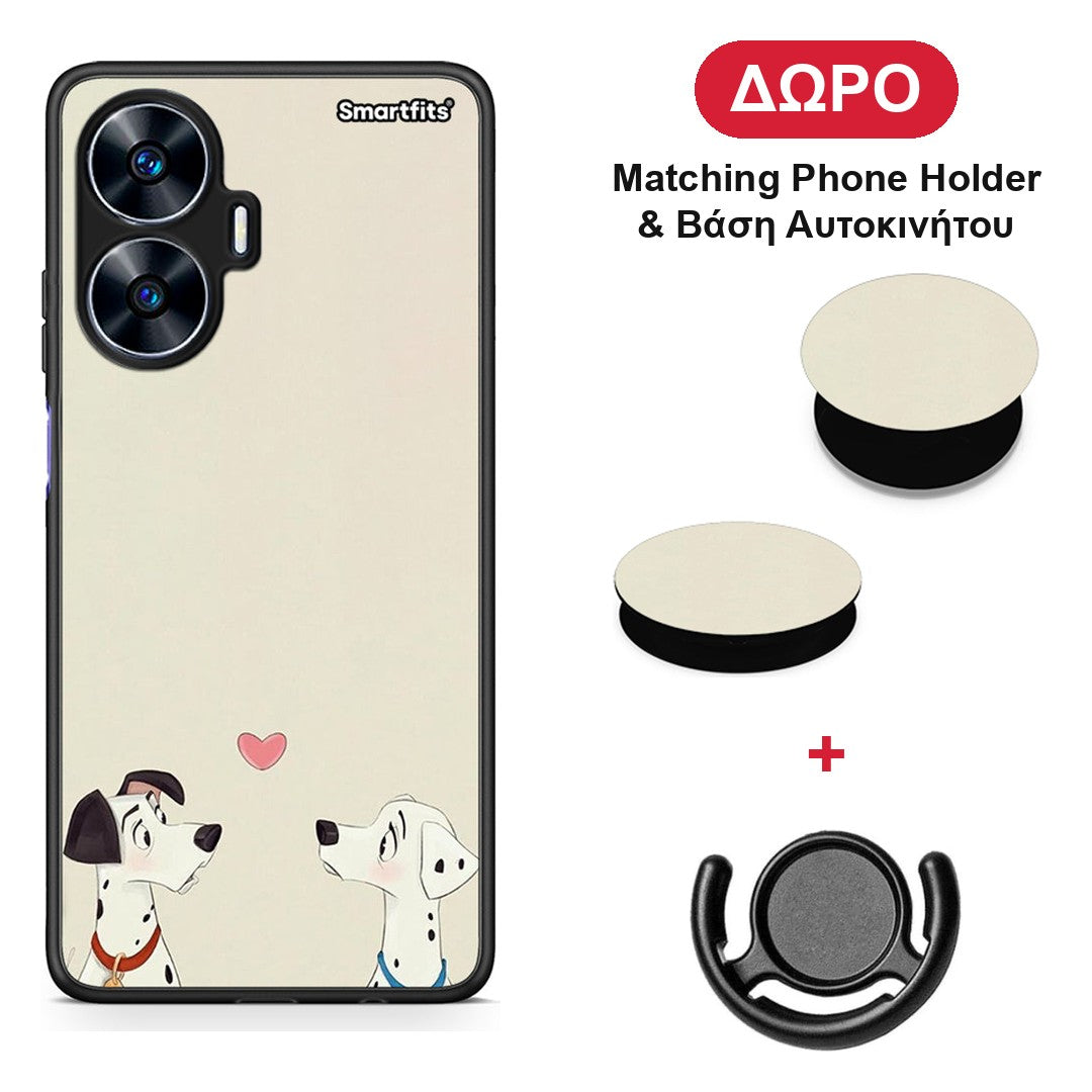 Dalmatians Love - Realme C55 Dual θήκη + Δώρο Phone Holder & Βάση Αυτοκινήτου