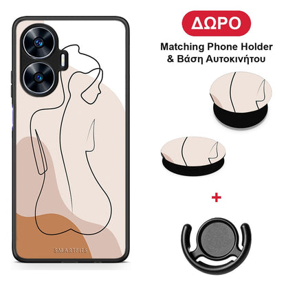 LineArt Woman - Realme C55 Dual θήκη + Δώρο Phone Holder & Βάση Αυτοκινήτου