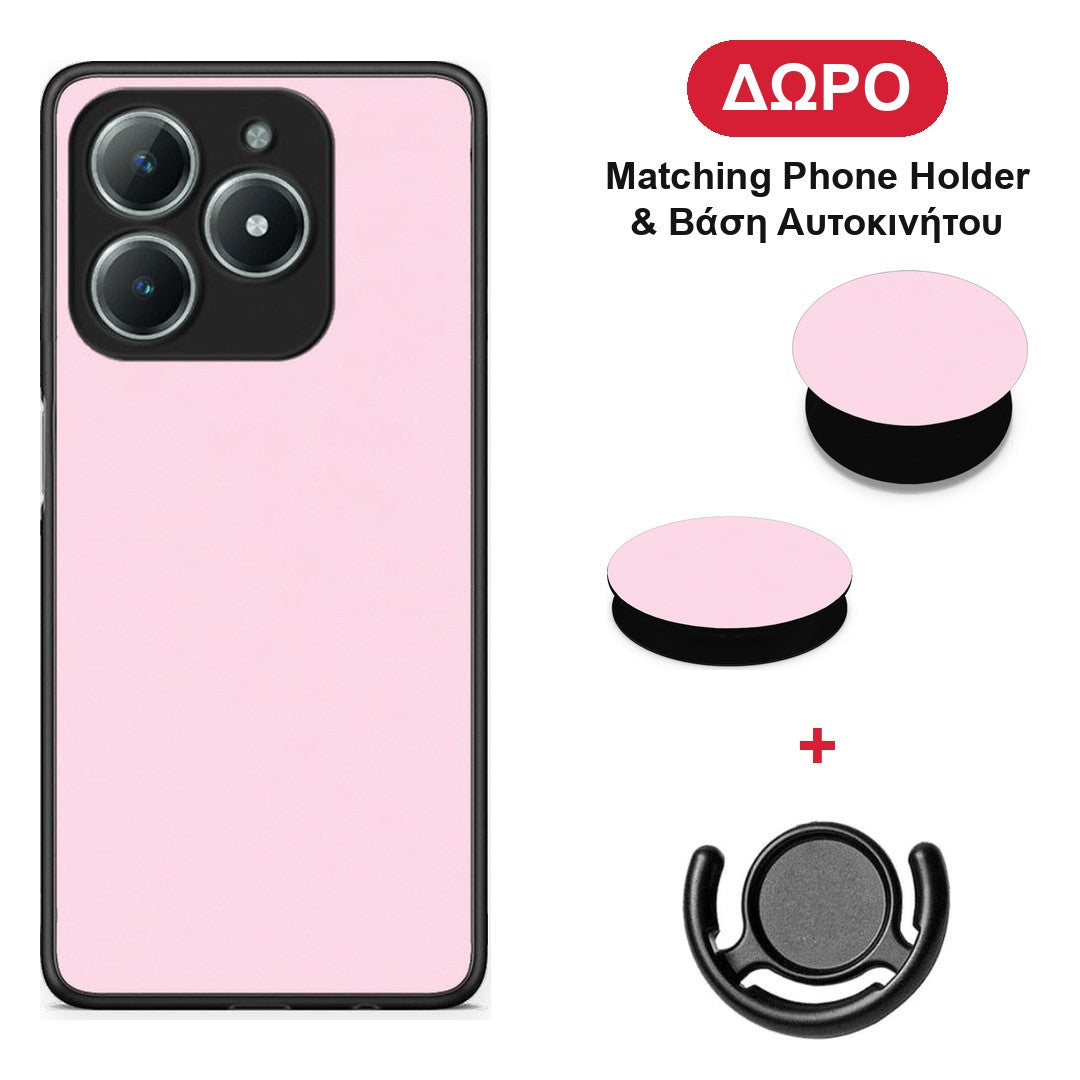 Pale Pink - Realme C61 θήκη + Δώρο Phone Holder & Βάση Αυτοκινήτου