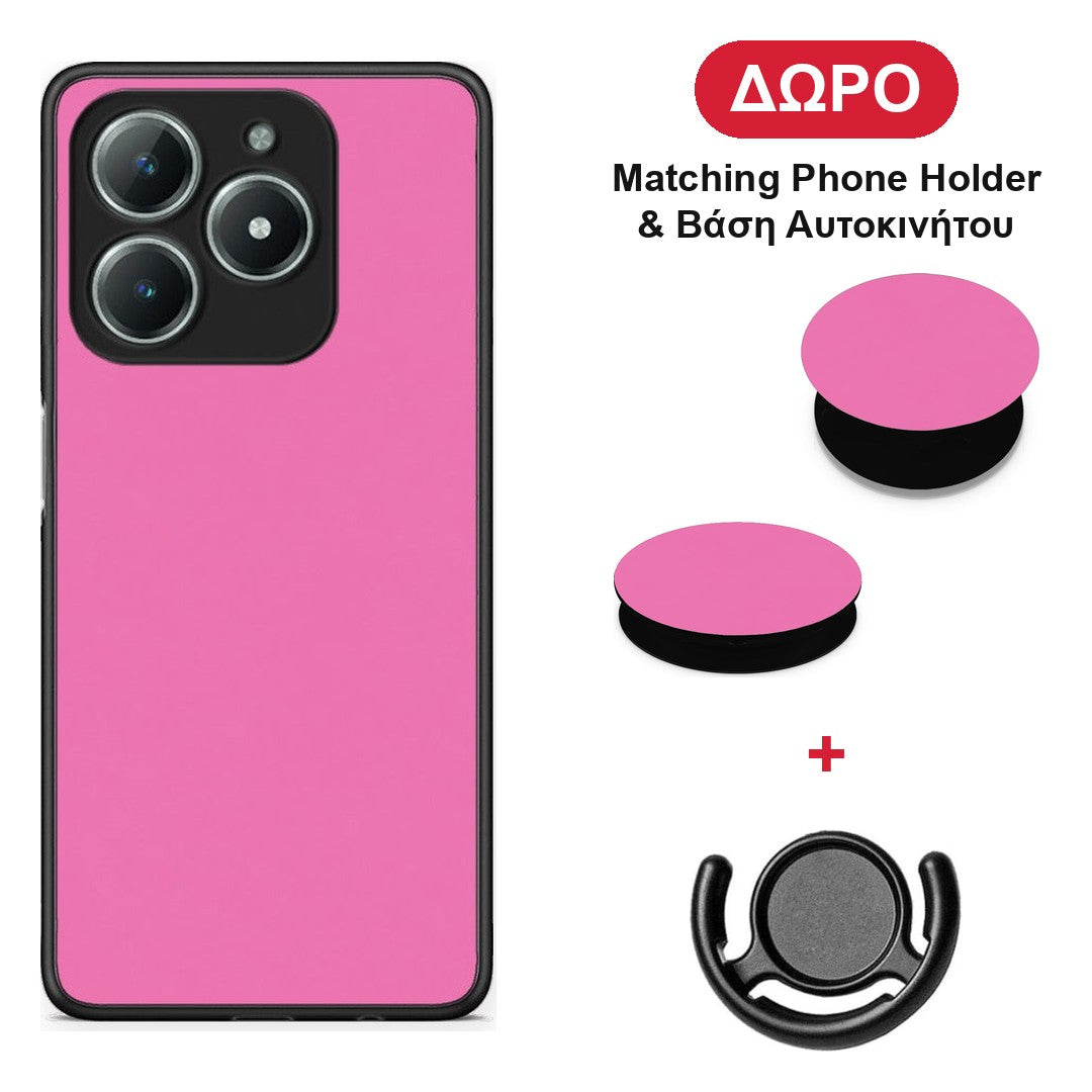 Rose Pink - Realme C61 θήκη + Δώρο Phone Holder & Βάση Αυτοκινήτου