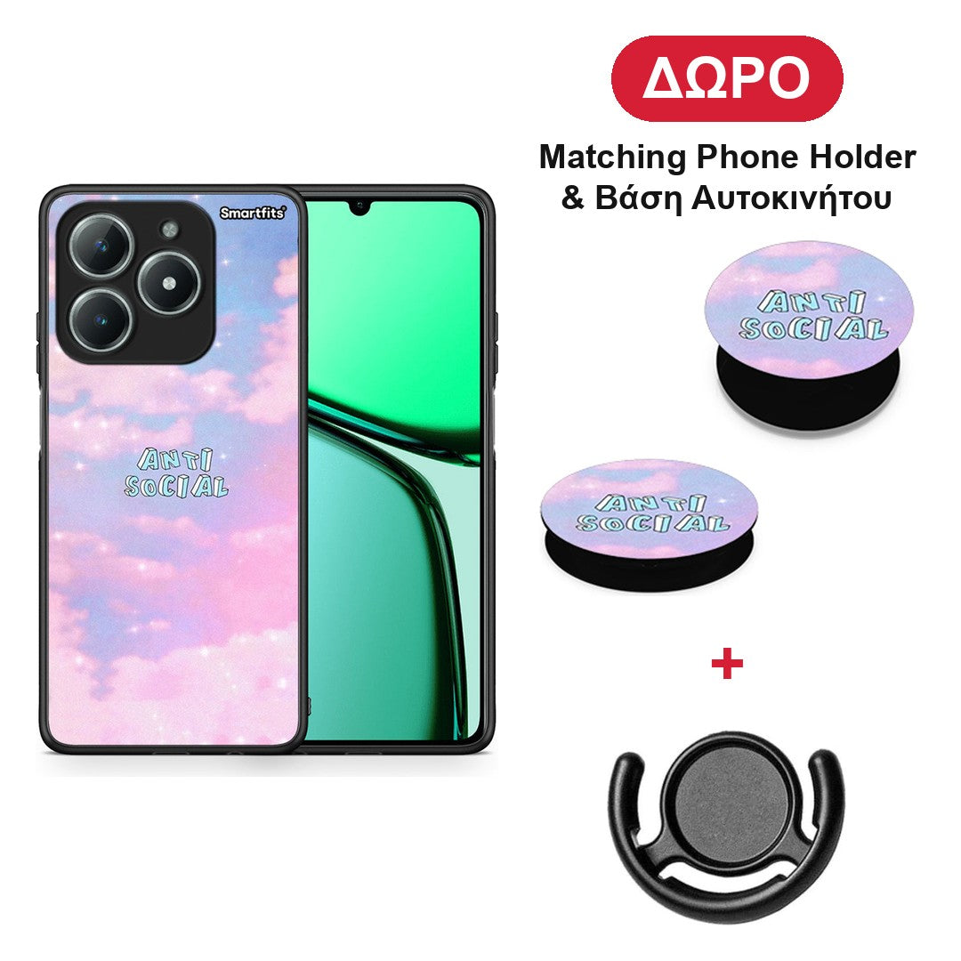 Anti Social - Realme C63 4G θήκη + Δώρο Phone Holder & Βάση Αυτοκινήτου