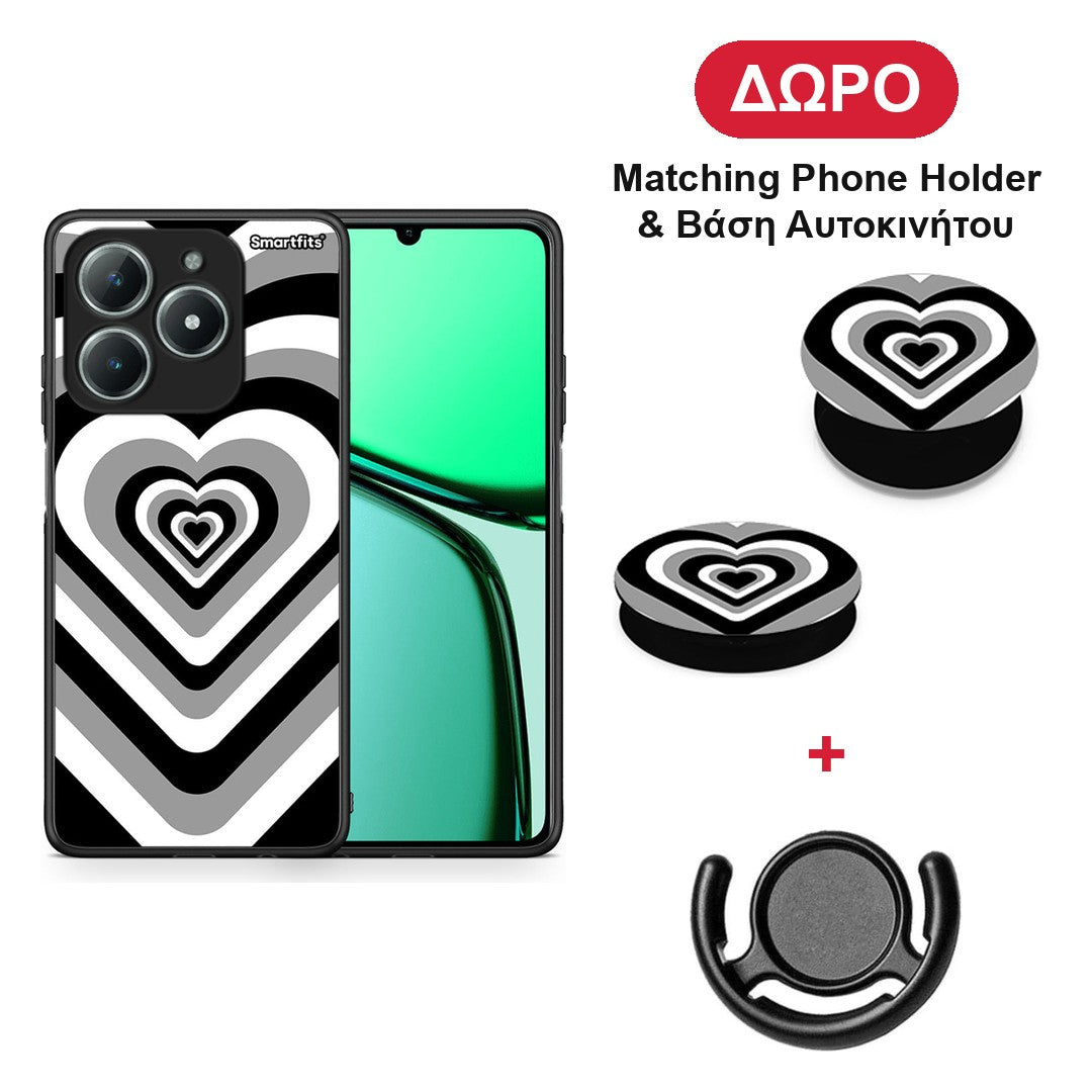 Black Hearts - Realme C63 4G θήκη + Δώρο Phone Holder & Βάση Αυτοκινήτου