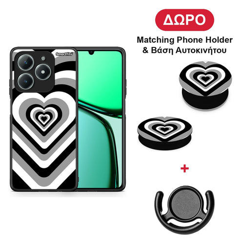 Black Hearts - Realme C63 4G θήκη + Δώρο Phone Holder & Βάση Αυτοκινήτου