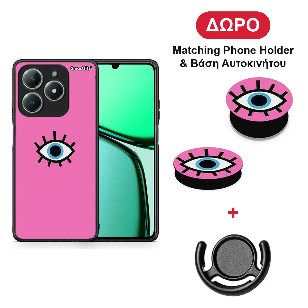 Blue Eye Pink - Realme C63 4G θήκη + Δώρο Phone Holder & Βάση Αυτοκινήτου