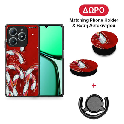 Candy Cane - Realme C63 4G θήκη + Δώρο Phone Holder & Βάση Αυτοκινήτου