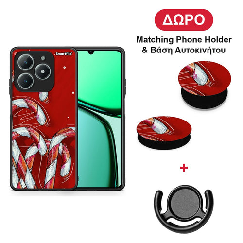Candy Cane - Realme C63 4G θήκη + Δώρο Phone Holder & Βάση Αυτοκινήτου