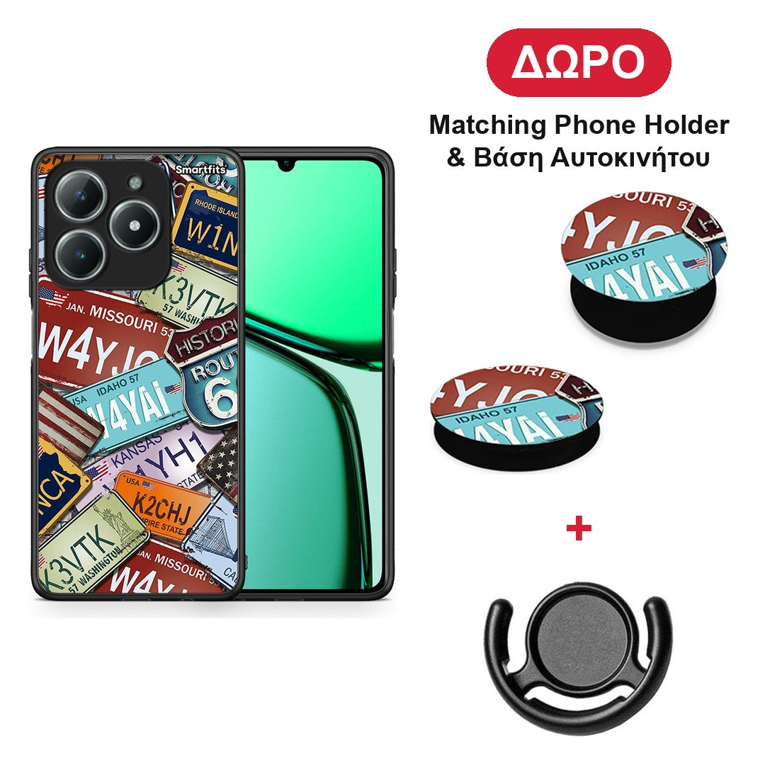 Car Plates - Realme C63 4G θήκη + Δώρο Phone Holder & Βάση Αυτοκινήτου