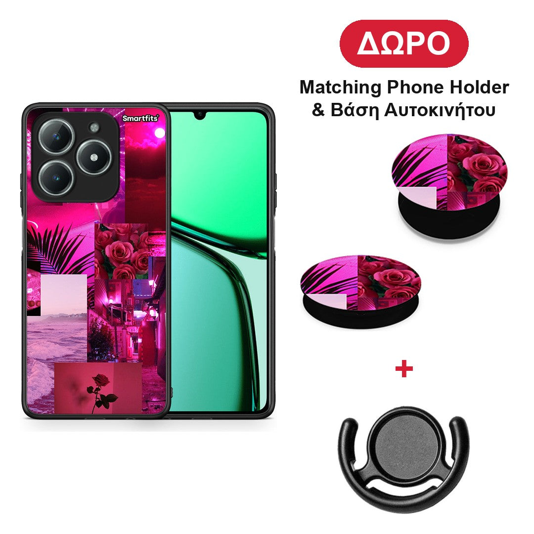 Collage Red Roses - Realme C63 4G θήκη + Δώρο Phone Holder & Βάση Αυτοκινήτου