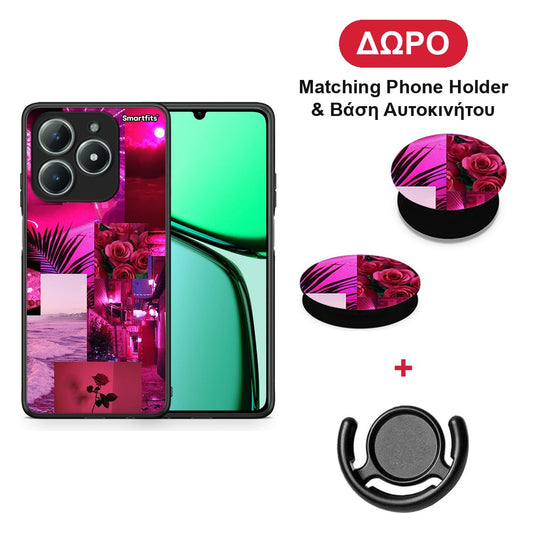 Collage Red Roses - Realme C63 4G θήκη + Δώρο Phone Holder & Βάση Αυτοκινήτου