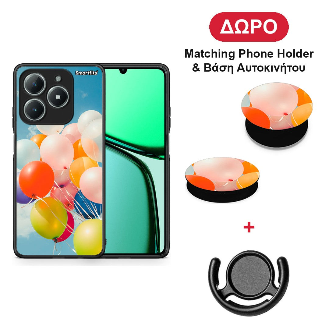 Colorful Balloons - Realme C63 4G θήκη + Δώρο Phone Holder & Βάση Αυτοκινήτου