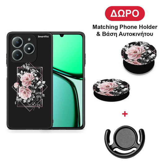 Flower Frame - Realme C63 4G θήκη + Δώρο Phone Holder & Βάση Αυτοκινήτου