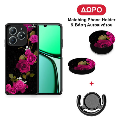 Flower Red Roses - Realme C63 4G θήκη + Δώρο Phone Holder & Βάση Αυτοκινήτου