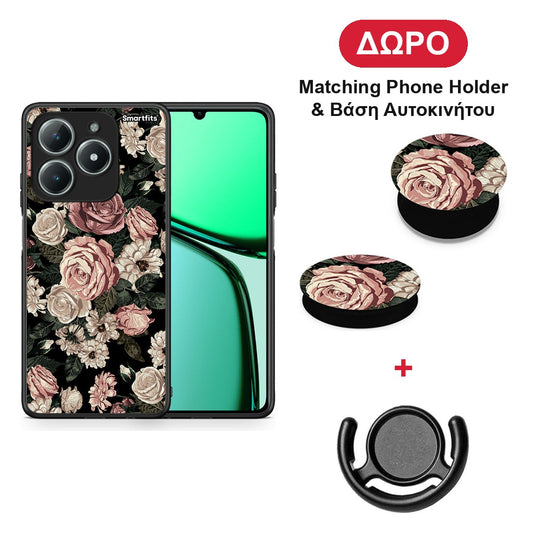 Flower Wild Roses - Realme C63 4G θήκη + Δώρο Phone Holder & Βάση Αυτοκινήτου