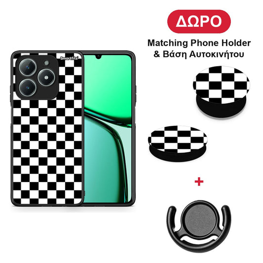Geometric Squares - Realme C63 4G θήκη + Δώρο Phone Holder & Βάση Αυτοκινήτου