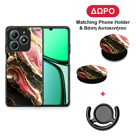 Glamorous Pink Marble - Realme C63 4G θήκη + Δώρο Phone Holder & Βάση Αυτοκινήτου