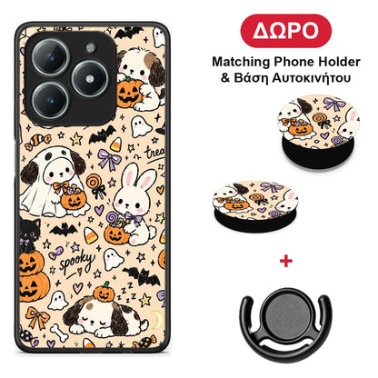 Halloween Puppies and Friends on Cream - Realme C63 4G θήκη + Δώρο Phone Holder & Βάση Αυτοκινήτου