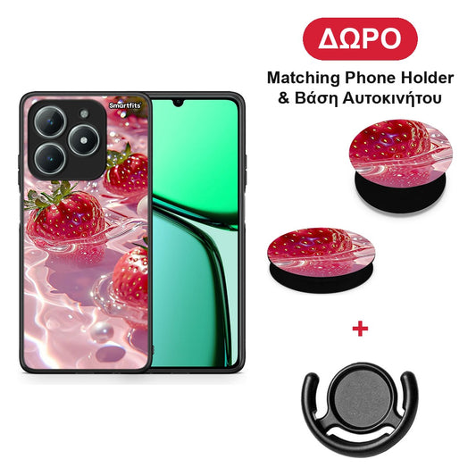 Juicy Strawberries - Realme C63 4G θήκη + Δώρο Phone Holder & Βάση Αυτοκινήτου