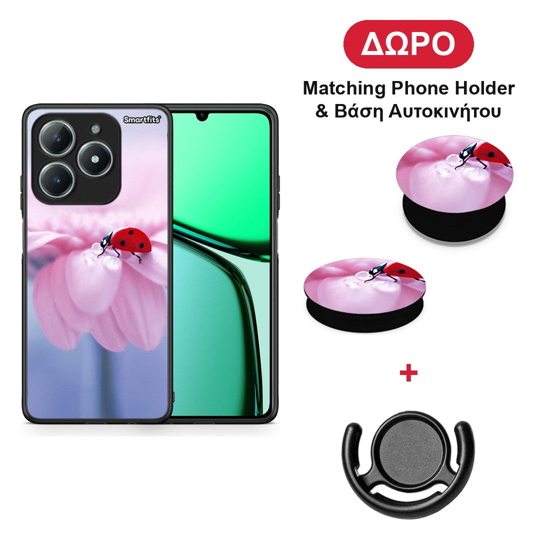 Ladybug Flower - Realme C63 4G θήκη + Δώρο Phone Holder & Βάση Αυτοκινήτου