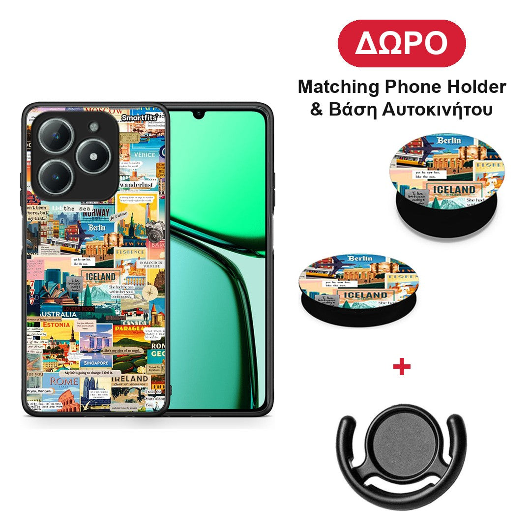 Live To Travel - Realme C63 4G θήκη + Δώρο Phone Holder & Βάση Αυτοκινήτου