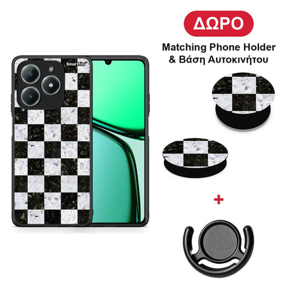 Marble Square Geometric - Realme C63 4G θήκη + Δώρο Phone Holder & Βάση Αυτοκινήτου