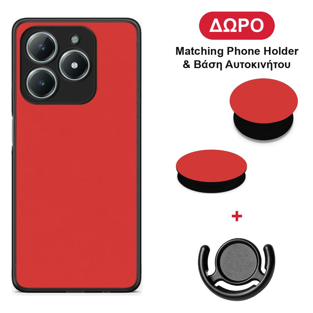 Poppy Red - Realme C63 4G θήκη + Δώρο Phone Holder & Βάση Αυτοκινήτου