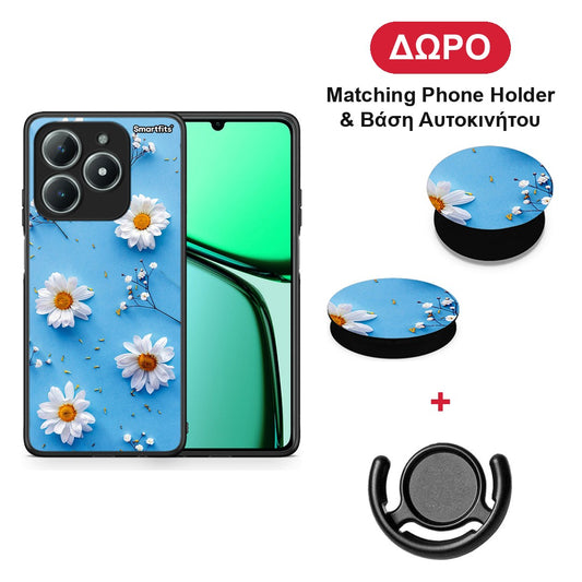 Real Daisies - Realme C63 4G θήκη + Δώρο Phone Holder & Βάση Αυτοκινήτου