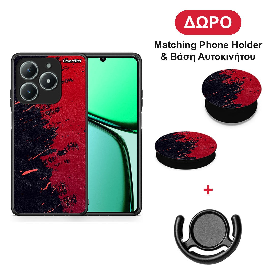 Red Paint - Realme C63 4G θήκη + Δώρο Phone Holder & Βάση Αυτοκινήτου