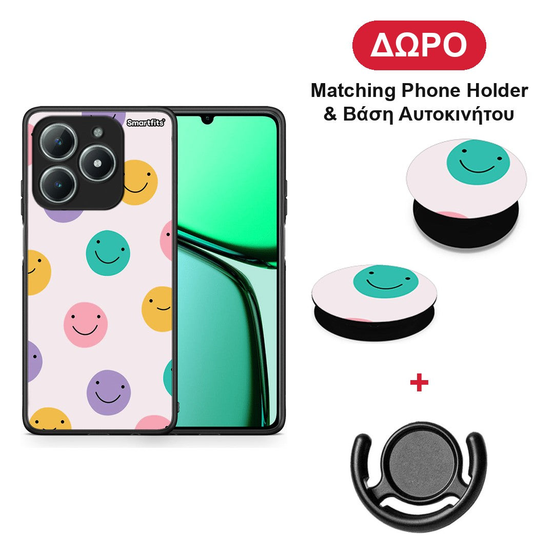 Smiley Faces - Realme C63 4G θήκη + Δώρο Phone Holder & Βάση Αυτοκινήτου