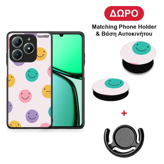 Smiley Faces - Realme C63 4G θήκη + Δώρο Phone Holder & Βάση Αυτοκινήτου