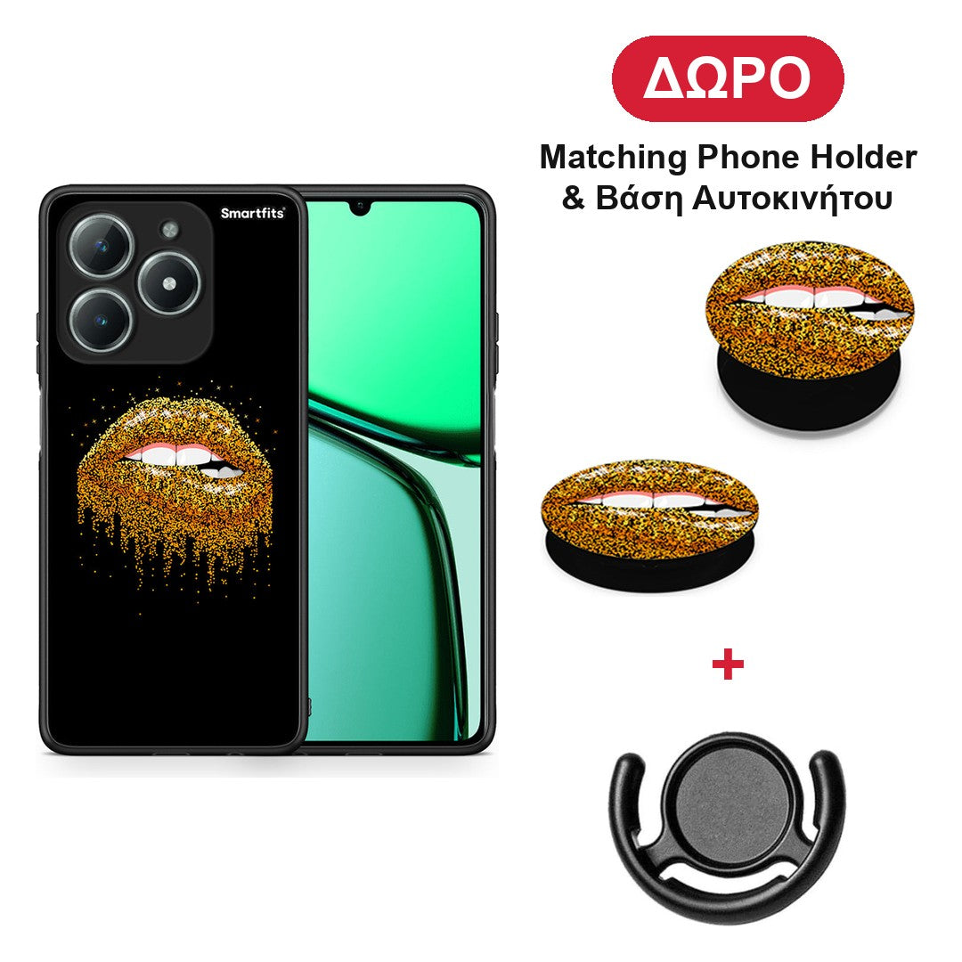 Valentine Golden - Realme C63 4G θήκη + Δώρο Phone Holder & Βάση Αυτοκινήτου
