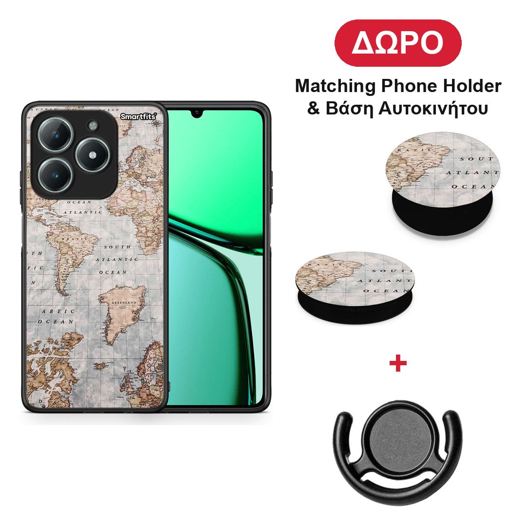 World Map - Realme C63 4G θήκη + Δώρο Phone Holder & Βάση Αυτοκινήτου