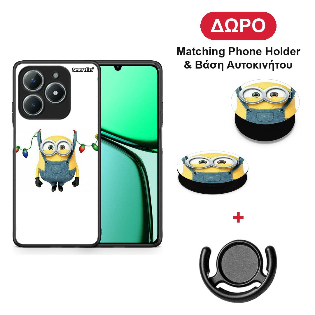 Xmas Minion Lights - Realme C63 4G θήκη + Δώρο Phone Holder & Βάση Αυτοκινήτου