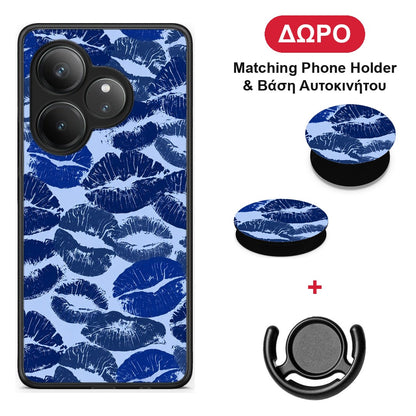Blue Lipstick Kisses - Realme GT 6 5G θήκη + Δώρο Phone Holder & Βάση Αυτοκινήτου