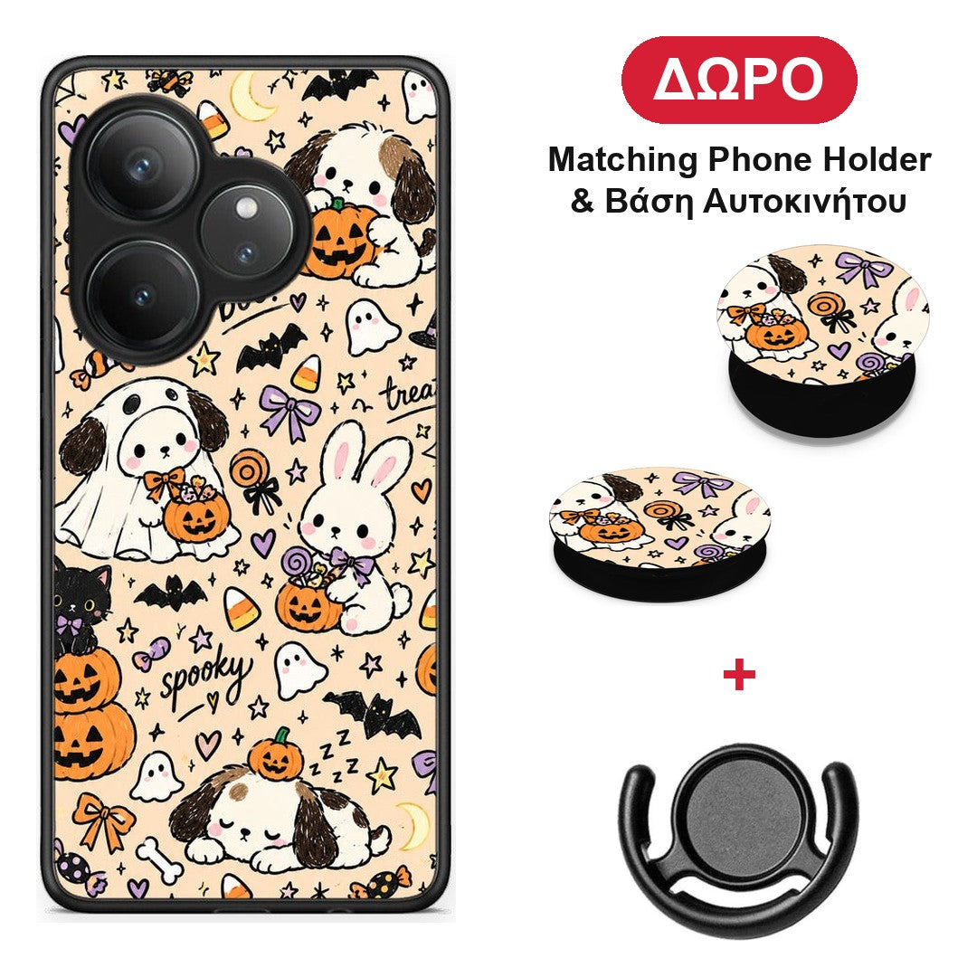 Halloween Puppies and Friends on Cream - Realme GT 6 5G θήκη + Δώρο Phone Holder & Βάση Αυτοκινήτου