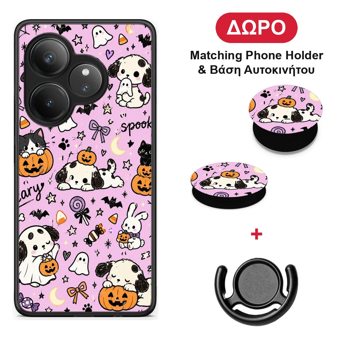 Halloween Puppies and Friends on Lilac - Realme GT 6 5G θήκη + Δώρο Phone Holder & Βάση Αυτοκινήτου