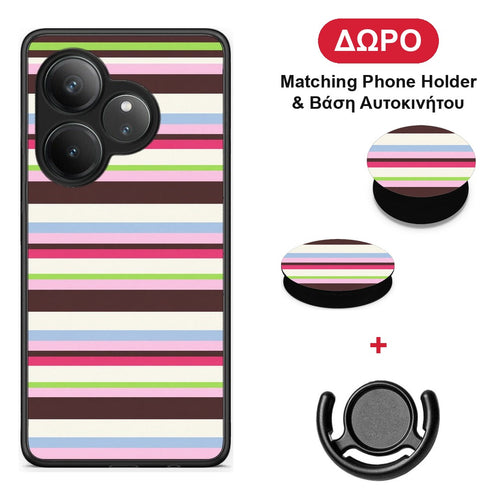 Multicolour Horizontal Stripes - Realme GT 6 5G θήκη + Δώρο Phone Holder & Βάση Αυτοκινήτου