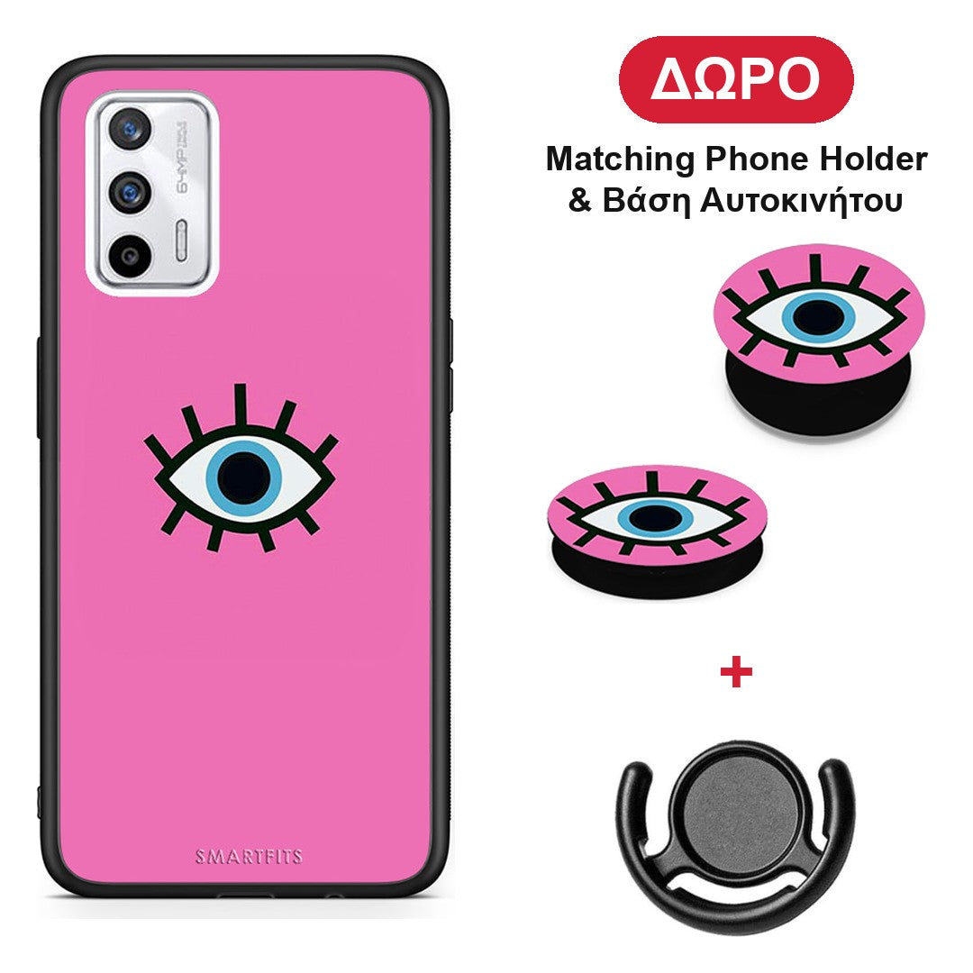 Blue Eye Pink - Realme GT θήκη + Δώρο Phone Holder & Βάση Αυτοκινήτου