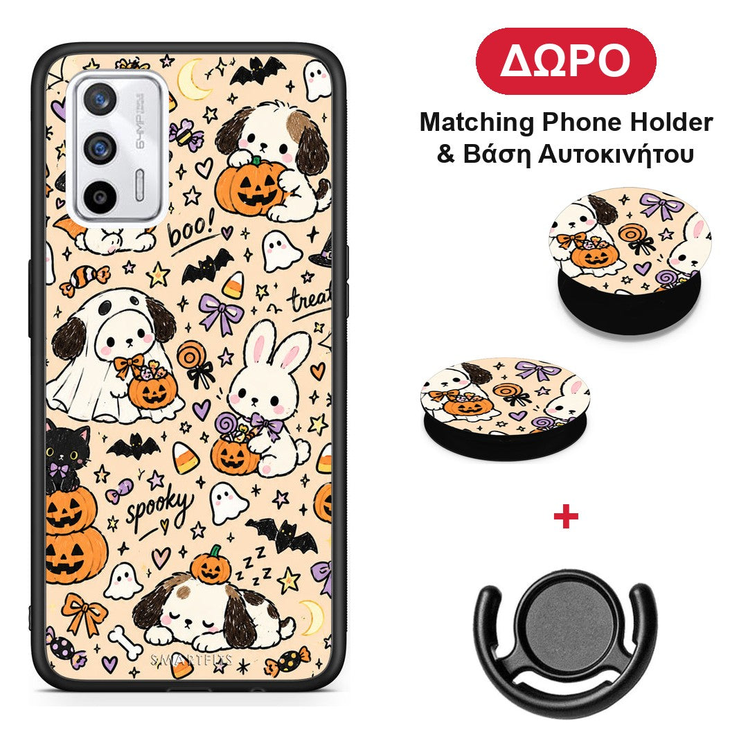 Halloween Puppies and Friends on Cream - Realme GT θήκη + Δώρο Phone Holder & Βάση Αυτοκινήτου