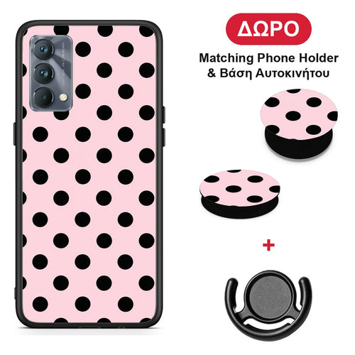 Black Polka Dots on Pink - Realme GT Master θήκη + Δώρο Phone Holder & Βάση Αυτοκινήτου