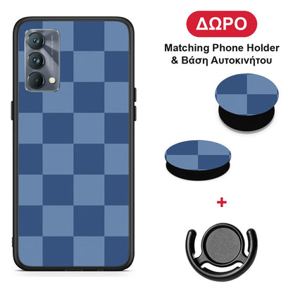 Denim Blue Checkerboard - Realme GT Master θήκη + Δώρο Phone Holder & Βάση Αυτοκινήτου
