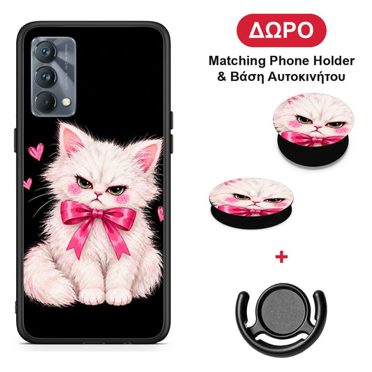 Grumpy Party Kitten on Black - Realme GT Master θήκη + Δώρο Phone Holder & Βάση Αυτοκινήτου