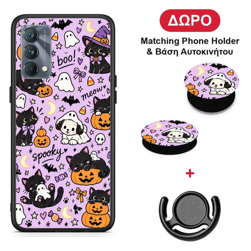 Halloween Black Cats on Lilac - Realme GT Master θήκη + Δώρο Phone Holder & Βάση Αυτοκινήτου