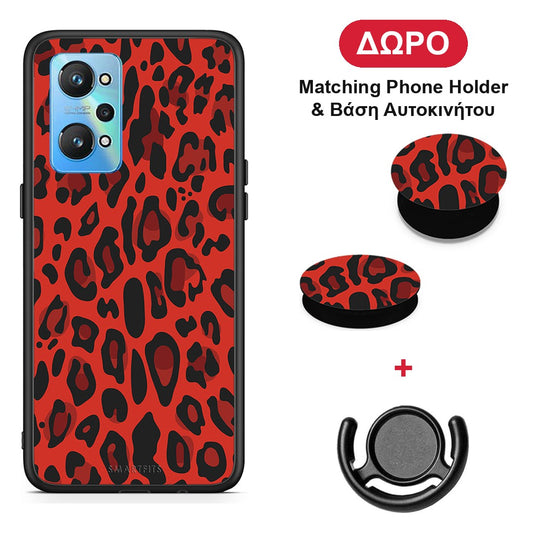 Animal Red Leopard - Realme GT Neo 2 θήκη + Δώρο Phone Holder & Βάση Αυτοκινήτου