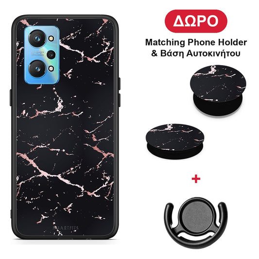 Marble Black Rosegold - Realme GT Neo 2 θήκη + Δώρο Phone Holder & Βάση Αυτοκινήτου